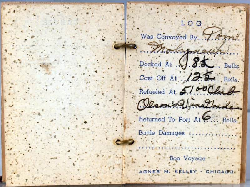 Dance card signed by Frank Sinatra and Russ Morgan. Interior page.