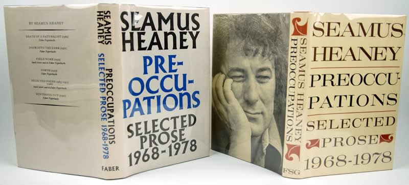 Preoccupations by Seamus Heaney. Front and back covers of both volumes.