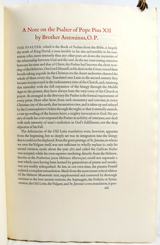 Novum Psalterium Pii XII. An Unfinished Folio Edition by Brother Antoninus, O.P. Text page