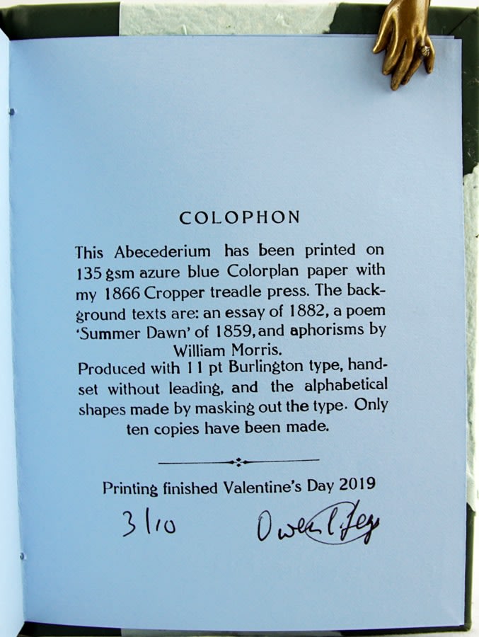 Abecedary. Colophon