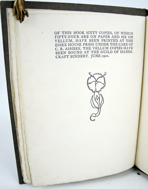 Three Letters from Robert Louis Stevenson. Colophon.
