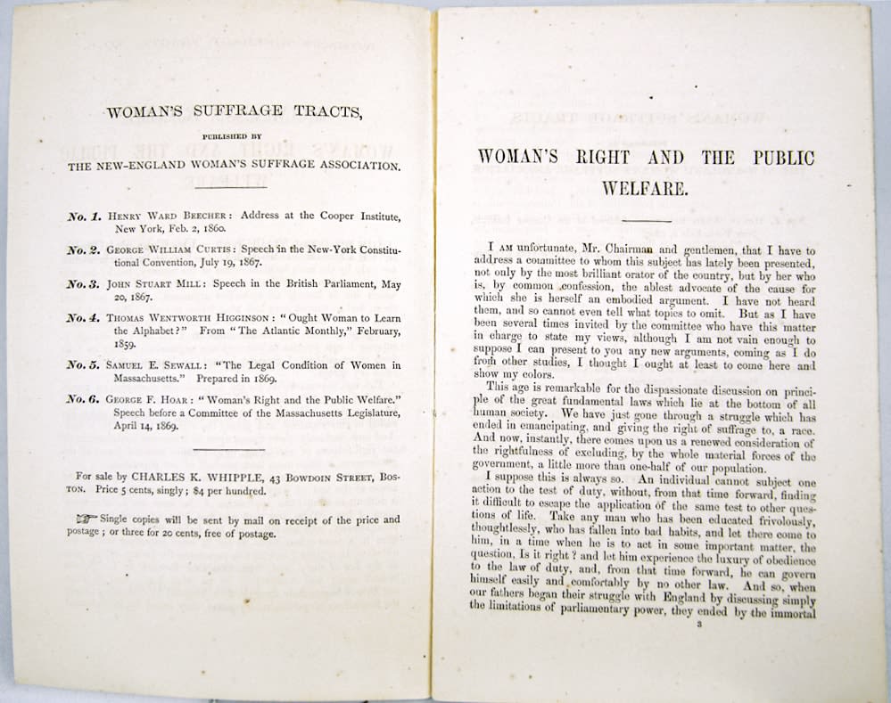 Woman's Right and Public Welfare. Interior text spread
