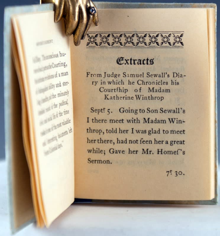 A Colonial Courting, Being Extracts from Judge Samuel Sewall's Diary, September 1720 December by Judge Samuel Sewall. Interior page.