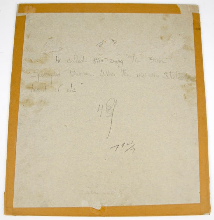 Original concept illustration for the cover of Broad Stripes and Bright Stars. Back of illustration