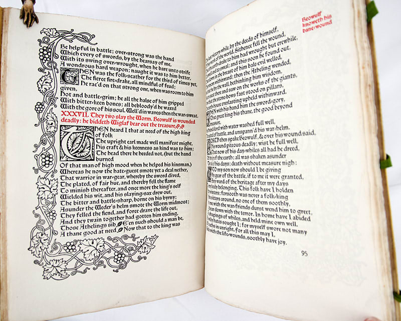 The Tale of Beowulf Sometime King of the Weder Geats, printed by the Kelmscott Press. Text