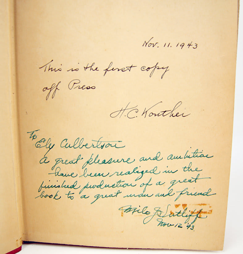 Total Peace. What Makes Wars and How to Organize Peace by Ely Culbertson. Inscriptions