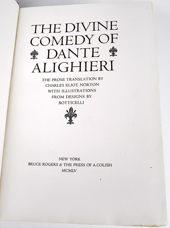 The Divine Comedy by Dante Alighieri, designed by Bruce Rogers. Title page