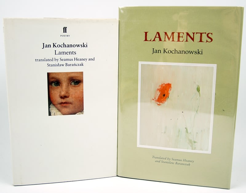 Laments by Jan Kochanowski. Front cover and dust jacket cover.