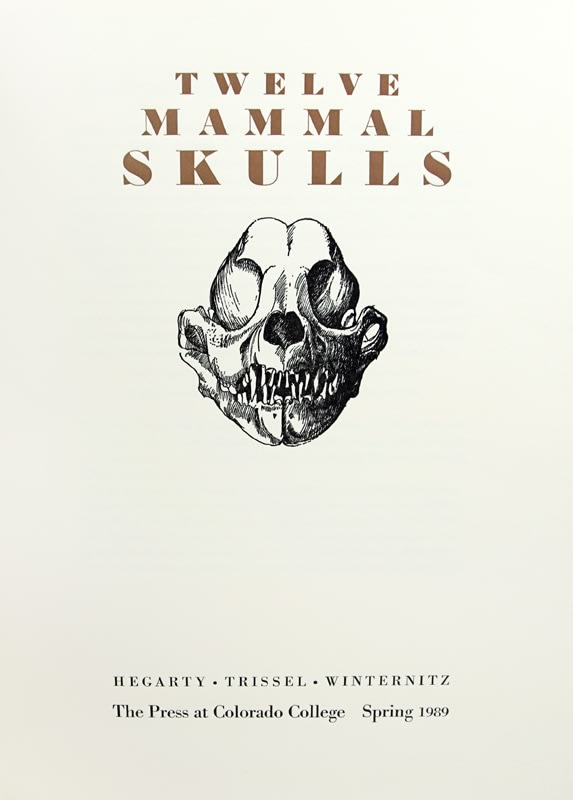Twelve Mammal Skulls by James Trissel, Sally Hegarty and Barbara Winternitz, illustrated by Charles Moore. Title page.