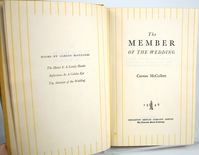 Member of the Wedding by Carson McCullers. Title page.