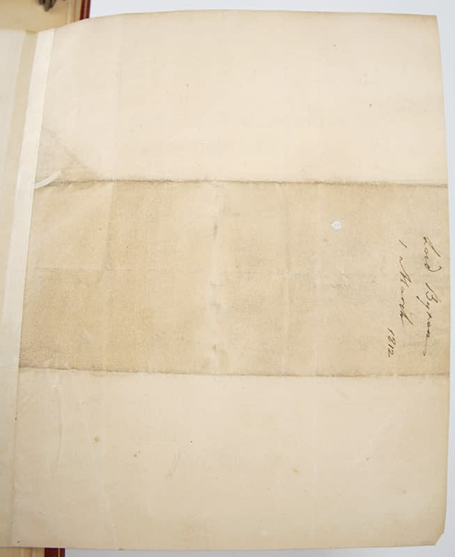 A Political Ode with ALS by which it was attributed, text by Lord Byron. Bryon signature