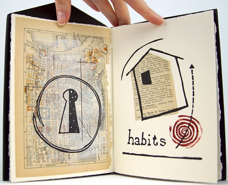 To Open by Laura Davidson. Interior page with collage.