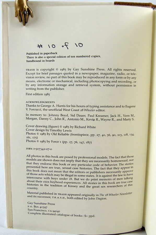 Trash. True Revelations and Strange Happenings from 18 Wheeler Volume 1. Colophon