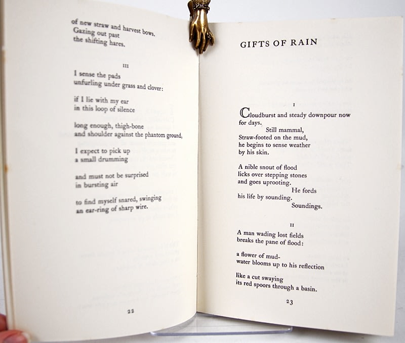 Uncorrected proof of Wintering Out by Seamus Heaney. Text spread