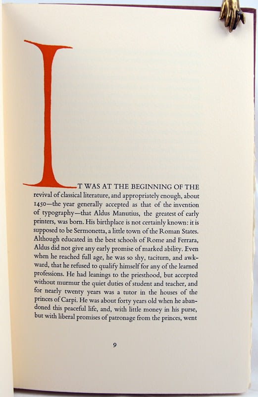 The First Editor: Aldus Pius Manutius. Text page