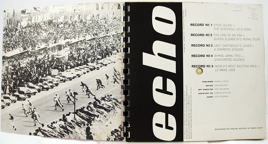 Echo phonograph magazine. Title page and table of contents