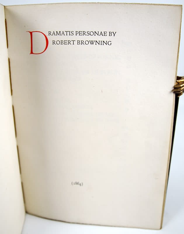Dramatis Personae by Robert Browning, published by the Doves Press. Title page