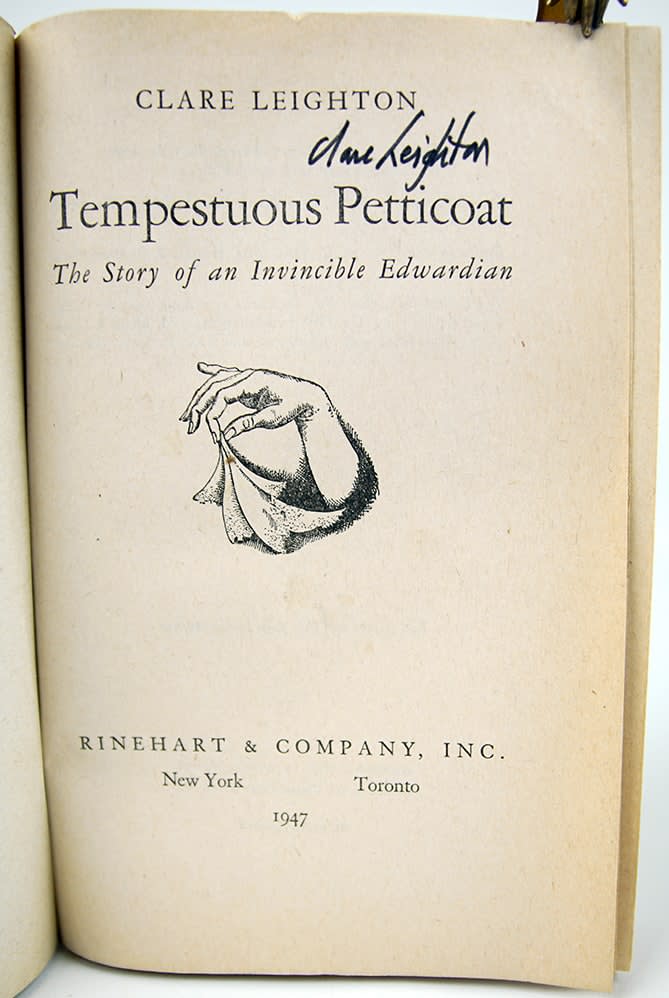 Tempestuous Petticoat. The Story of an Invincible Edwardian. Title page with signature