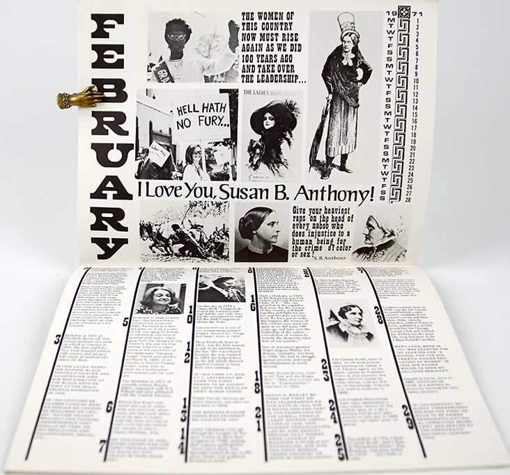 Women's Heritage Calendar and Almanac. Calendar page February.