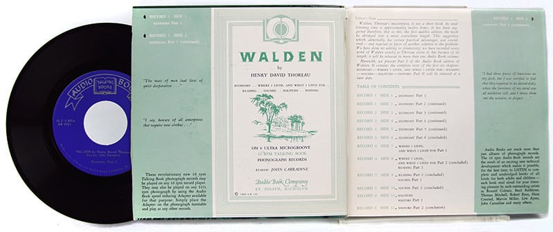 Walden. A Talking Book by Henry David Thoreau. Title page and record
