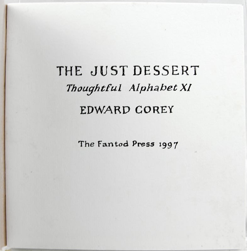 The Just Dessert: Thoughtful Alphabet XI. Title page