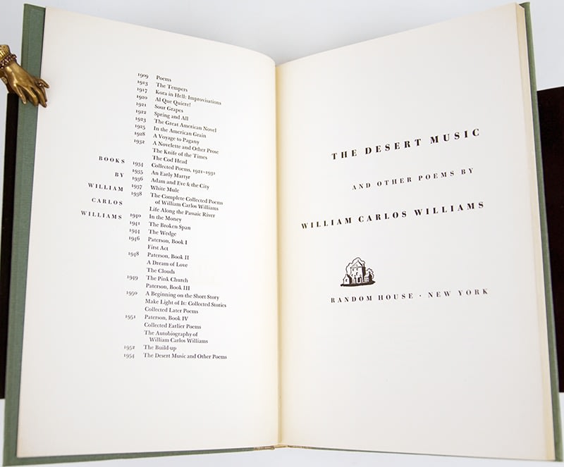 The Desert Music and Other Poems by William Carlos Williams. Title-page spread