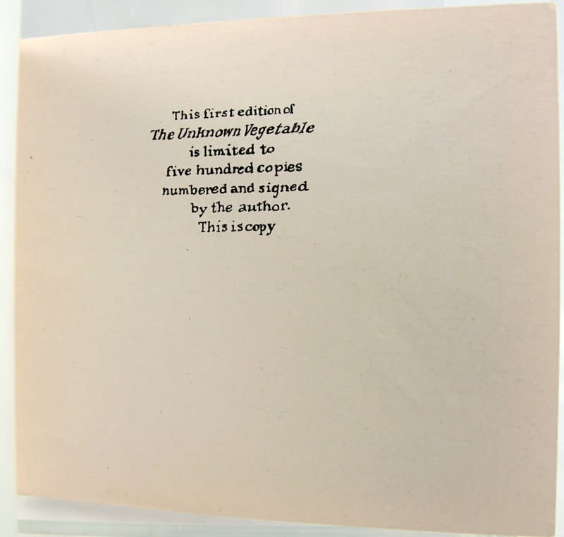 The Unknown Vegetable. Colophon