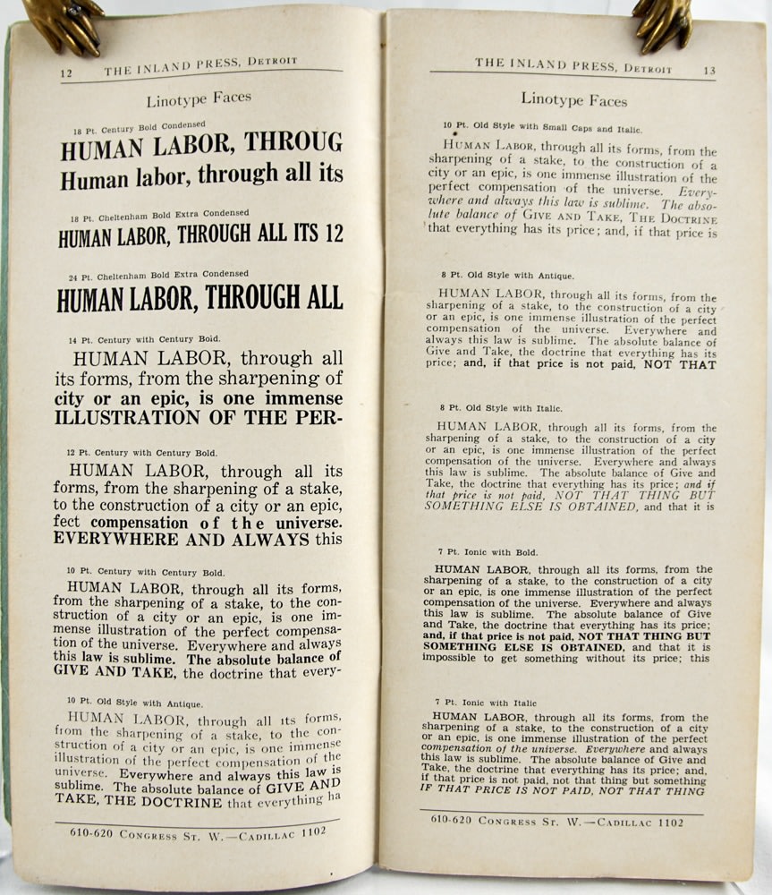 Copy. A Few Suggestions on Its Preparation for the Printer. Type specimen