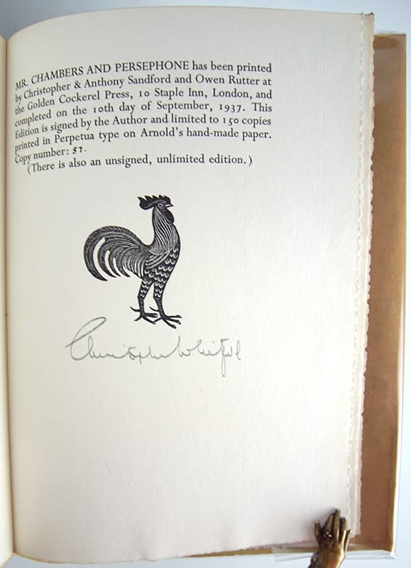 Mr. Chambers and Persephone by Christopher Whitfield. Colophon