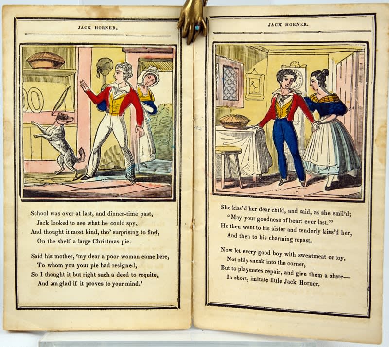 An Entertaining History of Little Jack Horner. Interior page with hand-colored illustrations.