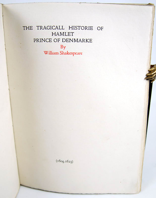 Hamlet, published by the doves Press. Title page