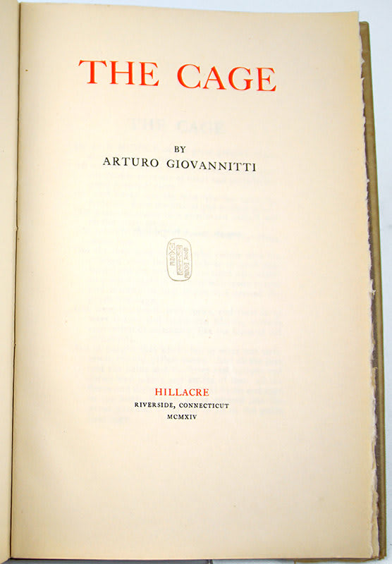 The Cage by Arturo Giovannitti. Title page