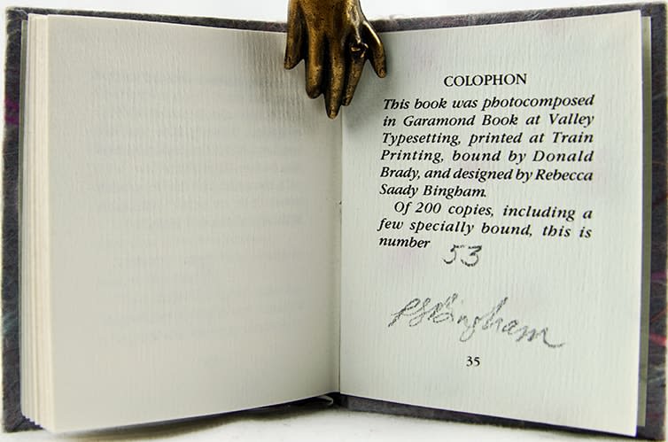 Mammon and the Archer. Colophon