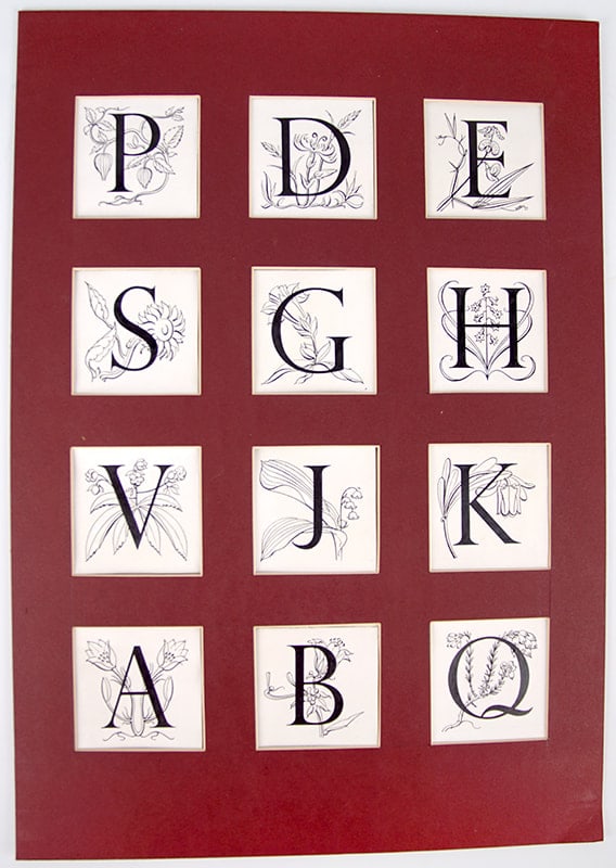 Thirteen original lettering designs by Reginald Knowles.