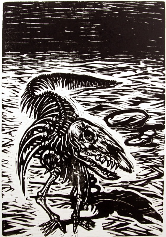 Dinge by Gustav Wolf. Print with bird creature.