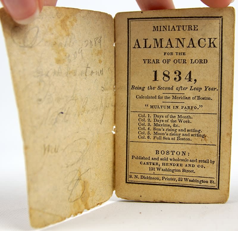 Miniature Almanack for the Year of Our Lord 1834. Title page.