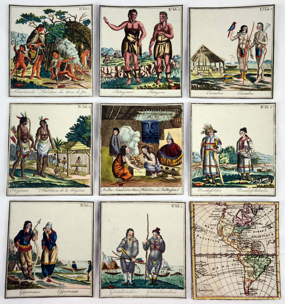 Jeu de voyages dans les cinq parties du monde. Cards