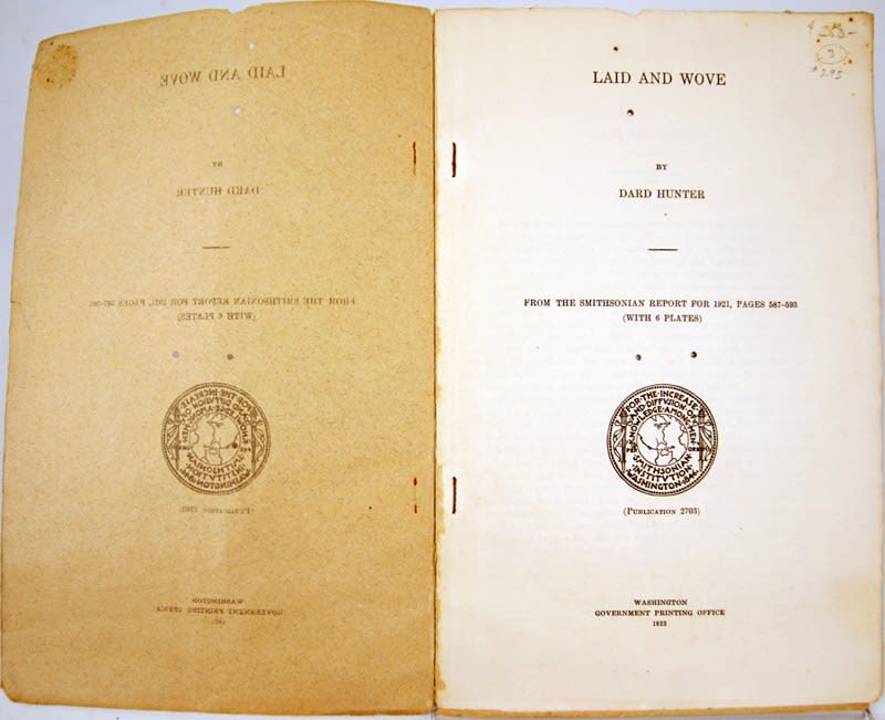 Laid and Wove by Dard Hunter. Title page