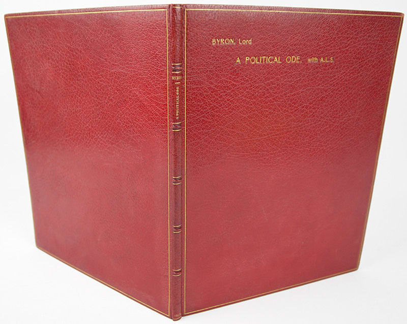 A Political Ode with ALS by which it was attributed, text by Lord Byron. Binding
