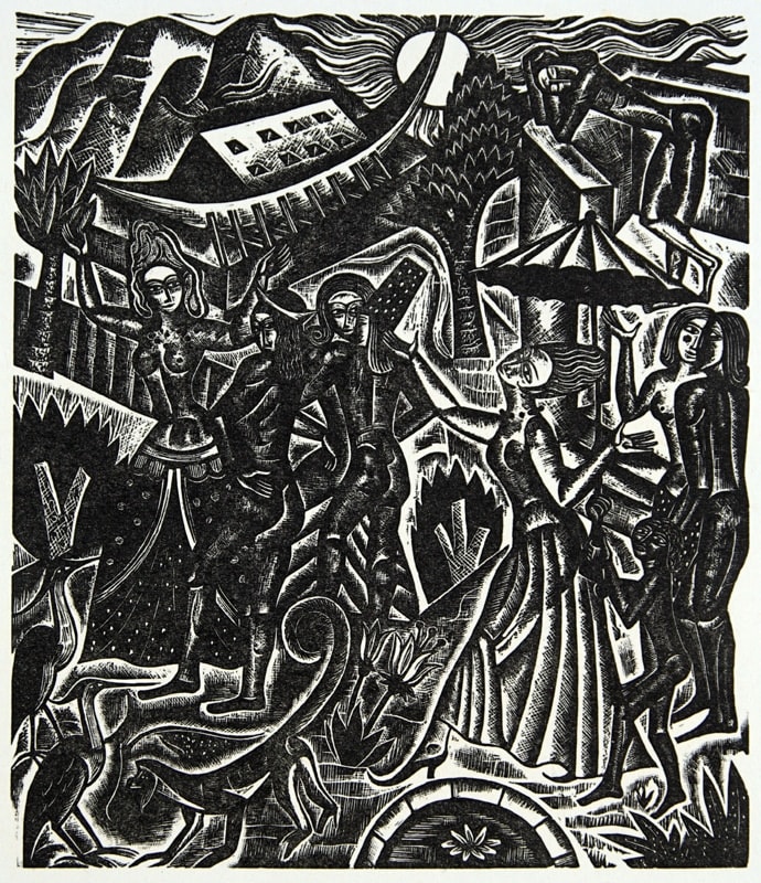 The Chester Play of the Deluge illustrated by David Jones. Interior page.