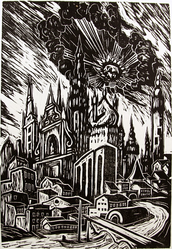 Dinge by Gustav Wolf. Print with city.