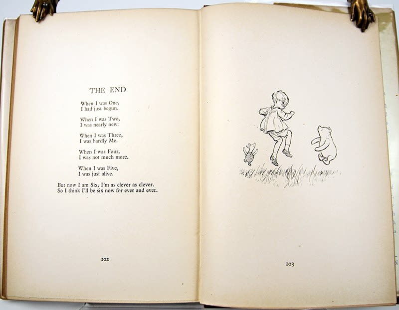 Now We Are Six by A. A. Milne. Illustrated text spread