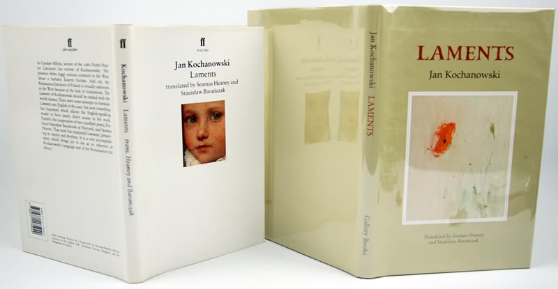 Laments by Jan Kochanowski. Cover boards and dust jacket spread