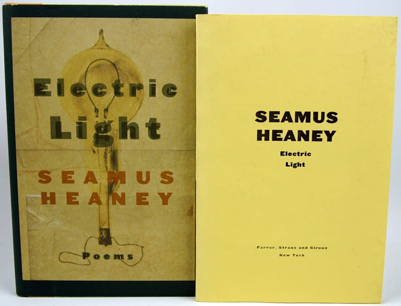 Electric Light by Seamus Heaney. Hardcover and uncorrected proof cover.
