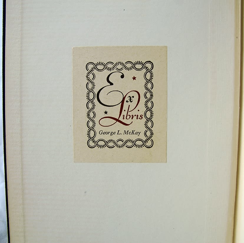 Catalogue des Livres Imprimés sur Vélin de la Bibliothèque du Roi. And: Catalogue des Livres Imprimés sur Vélin, qui se trouvent dans des Bibliothèques tant Publiques que Particulières pour servir de suite au catalogue des livres imprimés sur vélin Bookplate