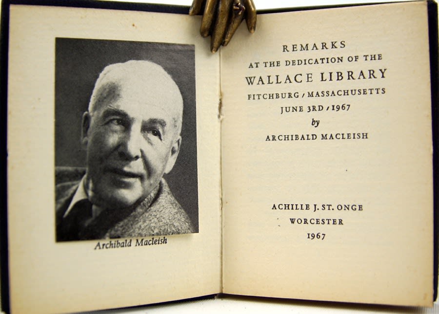 Remarks at the Dedication of the Wallace Library, Fitchburg, Massachusetts. Title-page spread