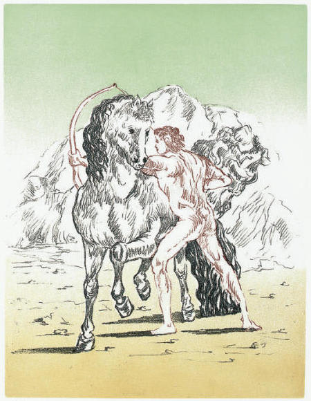 Giorgio de Chirico, Arciere con cavallo, 1972