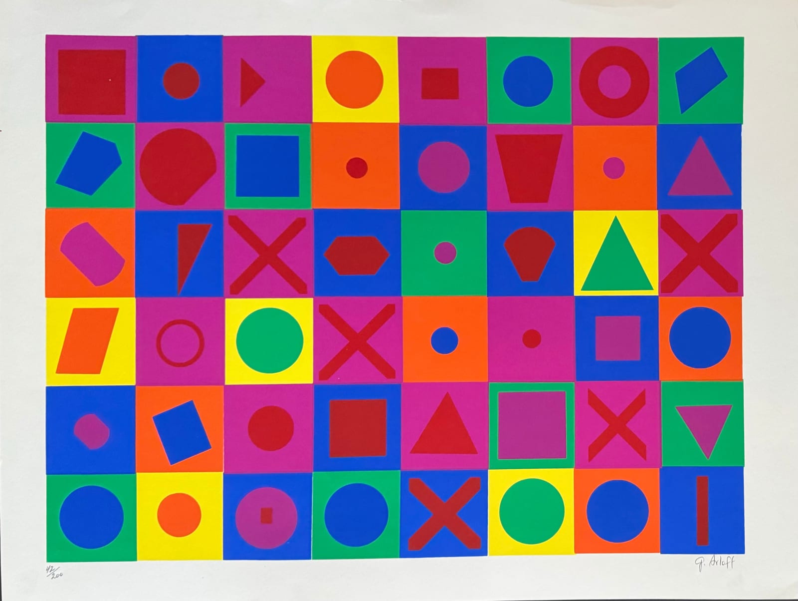 G Arloff, Mid Century Modern OP Art print, 1960's