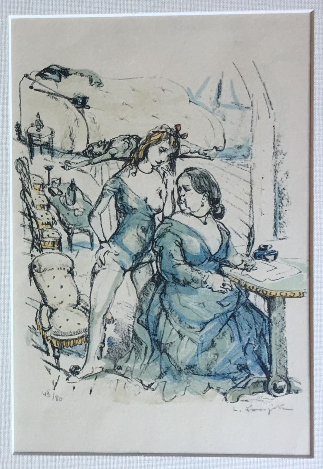 Léonard Tsugouharu Foujita, Le Mesangre (Deux Femmes), 1963