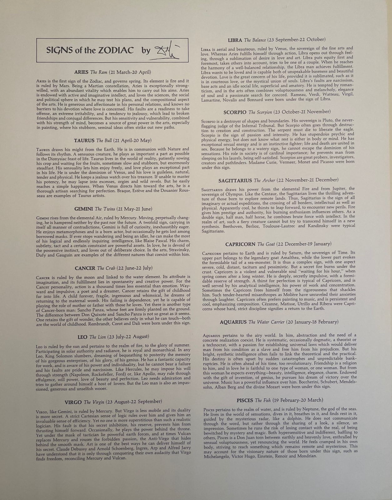 Salvador Dali, Sagittarius, 1969